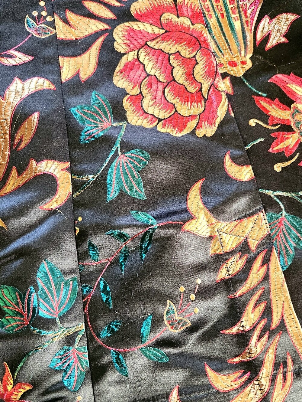 Soft Surroundings Moon Dynasty Satin Kimono Jacket Womens M Black Multi Brocade - Picture 4 of 15